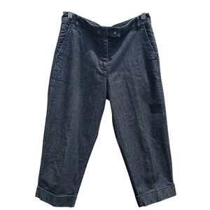 Talbots Cropped Denim Pants Cuffed Leg Dark Wash Casual Everyday Comfort Style‎